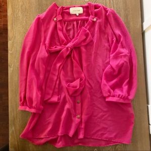 Pink 3/4 balloon sleeve button down blouse Uk 12